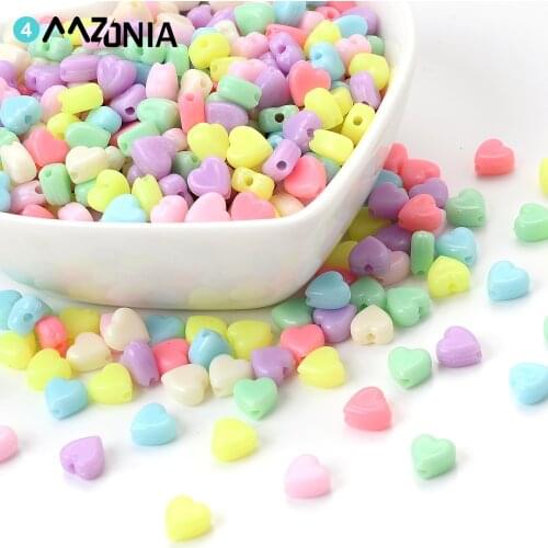 100pcs/lot 6mm Candy Color Heart Shape Acrylic Beads Mixed Loose Spacer Beads For Jewelry Making DIY Handmade Accessories