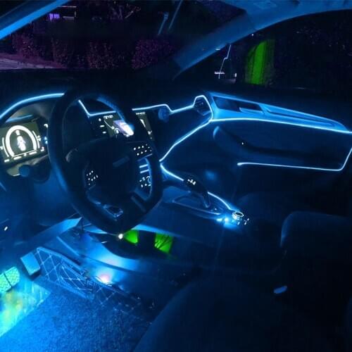 Car EL Neon Strip Light Car Ambient Light Sound Control Light RGB LED Decorative Auto Atmosphere Lamp With 12V Cigarette lighter
