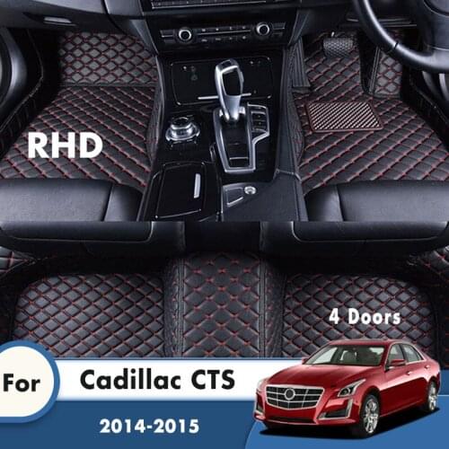 RHD Car Floor Mats For Cadillac CTS 4 Doors 2015 2014 Carpets Artificial Leather Waterproof Custom Car Automobile Interior Cover