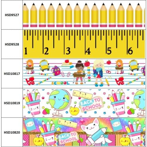 10yard New Arrival Back to School Cartoon Grosgrain Ribbon Accessory Hairbow Headwear Decoration DIY Wholesale OEM 38MM 75MM