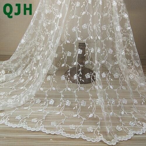 White 1 Yard 2019 Fashion Wedding Dress Polyester Silk African Lace Fabrics Embroidered Nigerian Guipure Tulle Cloth 120cm Width