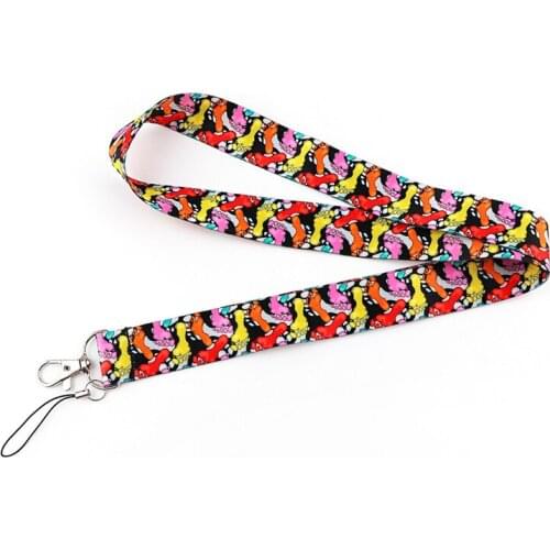 Colorful Palm Footprints Lanyard Keys Phone Holder Funny Neck Strap With Keyring ID Card DIY Animal webbings ribbons Hang Rope