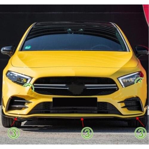 For Benz A Class W177 A35 A45 A200 A180 2019 2020 Gloss Black Front Bumper Lip Spoiler AMG Front bumper trim