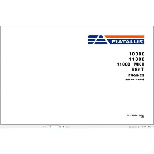 For Fiat Allis Tractor Service Library Operator & Maintenance, Parts Manual & Service Manual PDF 28,6GB