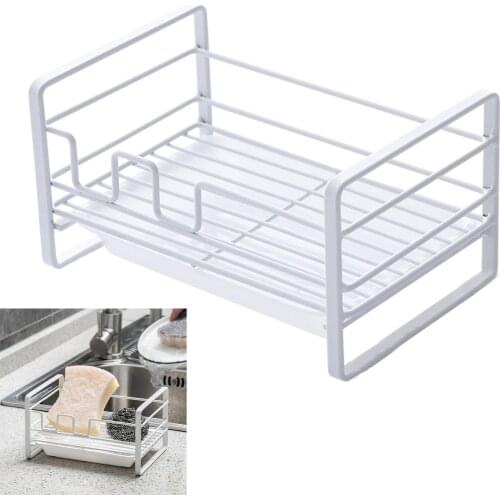 Sponge Holder Home Kitchen Bathroom Storage 2in1 Sink Tray Iron New 18.5*12*10cm Removable Universal Function Drain Rack