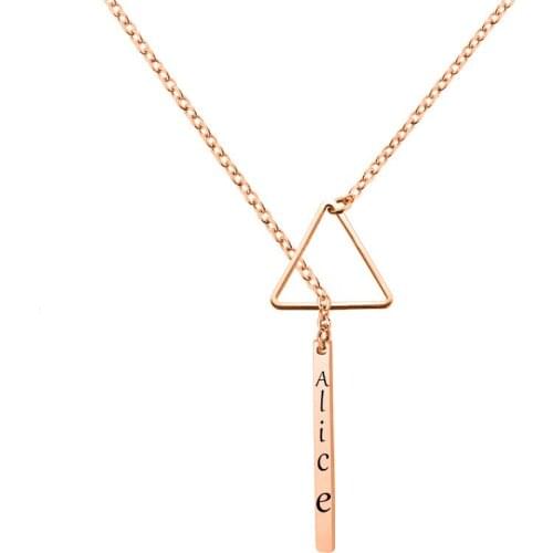 Customized Bar Necklace Stainless Steel Triangle Pendant Personalized Engraved DIY Gifts For Woman