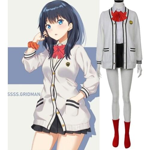 Takerlama Anime SSSS.GRIDMAN Takarada Rikka Cosplay School Uniform Sweater Coat Shirt Skirt Sets Girl Woman Sailor Suits