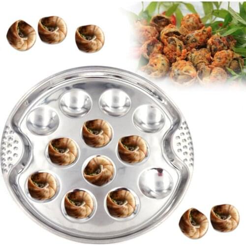 19cm Round Escargot Plate Easy Clean 12-Holes Heat-resistant Lightweight Server Snail Plate Dish for Escargot Tableware