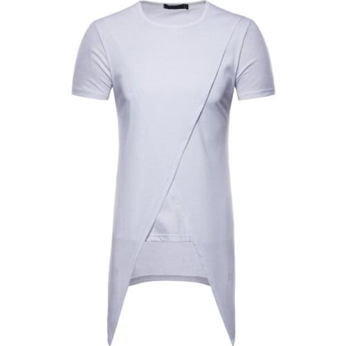 MIXCUBIC new fashion summer Korean style unique irregular design t-shirt men Long section casual slim Tee shirts men,size S-XXL