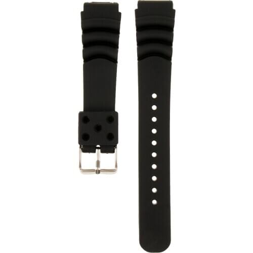 Men Black Silicone Rubber Watch Strap Band Waterproof with Deployment Clasp 20mm 22mm 24mm