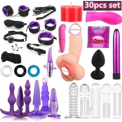 Bondage Set Slave Cock Penis Enlarger Sleeve With Pussy Ass Men Women Masturbator Real Big Dildo For Adult Couples Gay Sex Toys