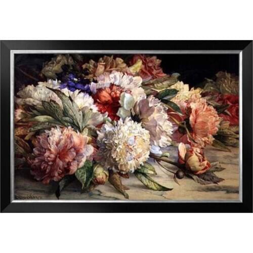 Needlework DIY DMC 14CT unprinted Cross stitch kits For Embroidery Peonies flowers Counted Cross-Stitching embroidered crafts