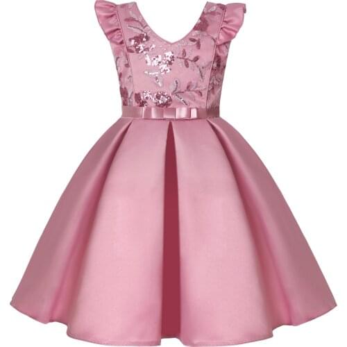 New Flying Sleeve Children Skirt Baby Girls Dress Sequined Dress Holiday Party Princess Dresses Flower Girl Dress Easter Costume