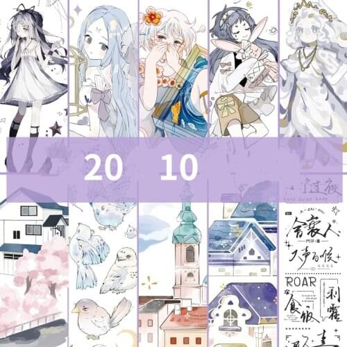 October Collection New Washi Tape PET Character Girl Landscape Text Bird Design