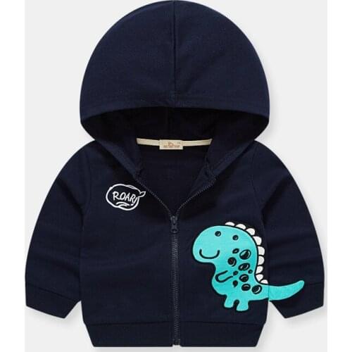 Childrens coat spring and autumn new female boy dinosaur coat baby knitwear factory wholesale car flower shirt