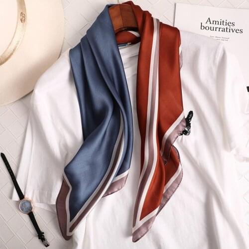 Fashion Patchwork Kerchief Silk Neck Scarf For Women Small Satin Shawls and Wraps Head Scarfs Female 70*70cm Scarves For Ladies