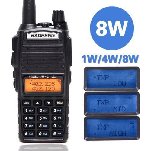 Baofeng UV-82 Plus Tri-power 1W/4W/8W Powerful Walkie Talkie 10km Long Range Dual PTT Dual Band Two Way Radio BF-UV82 UV 82
