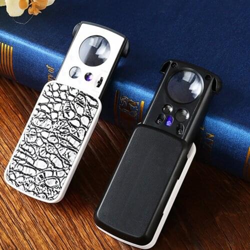 Handheld 30X 60X 90X Magnifying Glass Foldable Optical Lens Jewelry Appraisal Reading Monocle Magnifier Loupe with UV LED
