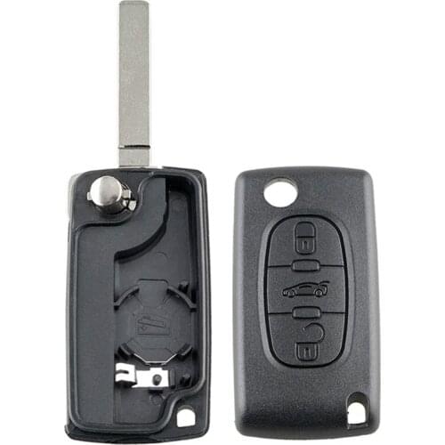3 Button Car Replacement Remote Fob Key Shell Case Uncut Blade For Peugeot 207 307 407 308 607 For Citroen 3 Button Without Slot