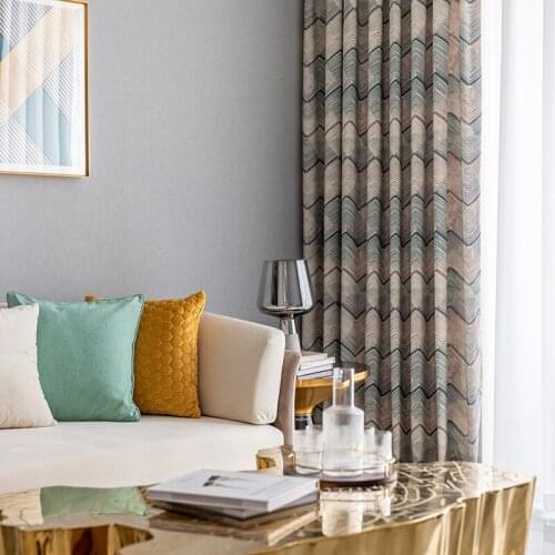 Modern Minimalist New Style Polyester Cotton Printed Curtains for Living Dining Room Bedroom