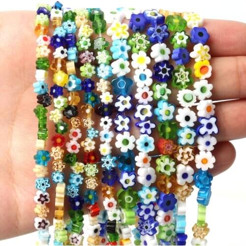 Flower Shape Mixed Millefiori Glass Beads Trendy Lampwork Loose Beads For Jewelry Making Craft Bracelet DIY Findings 15
