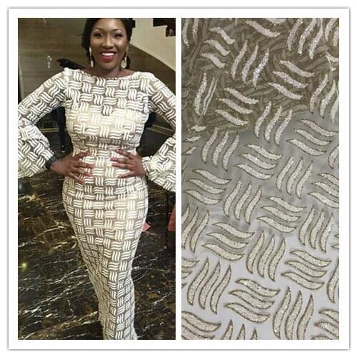 Bridal Lace Fabric With sparkly glitter Sequins French Lace glued glitter L-62525 glitter Lace Fabrics