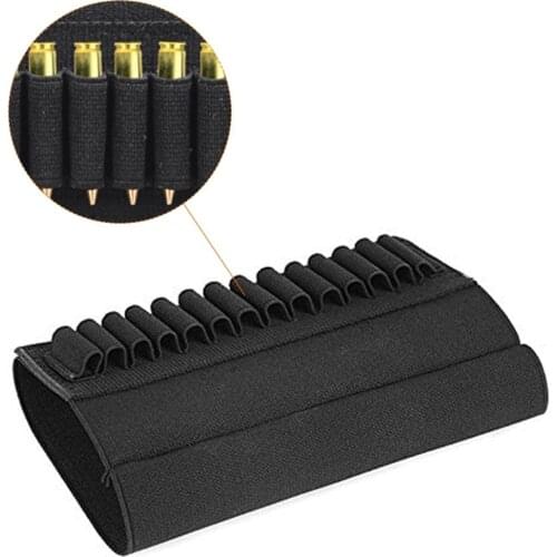Tactical 14 Round Shell Holder Airsoft Gun Bullet Ammo Bag Military Buttstock Cartridge for AK 5.56 Bullet Hunting Accessories