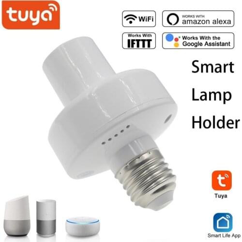 Tuya Wifi Light Socket Voice Control Smart Lamp Holder Timer Control Support Led Bulb E26 / E27 Work With Google Home Alexa