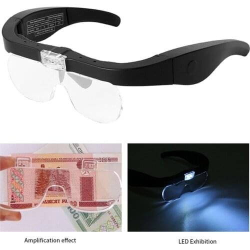 USB Rechargeable Magnifying Glasses Multi-Power Magnifier with LED Light for Reading Jewelers Watchmaker Repair Wearing