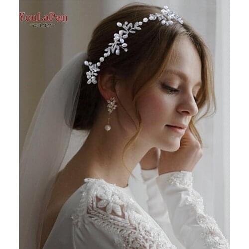 YouLaPan HP152 Wedding Hair Accessories Wedding Hairband Bridal Hair Jewelry Pearl Women Tiara Ribbon Alloy Wedding Headband