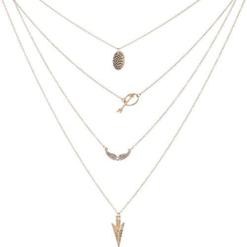 2020 Summer Style 4 Layer Arrow Design Pendant Charm Gold Choker Necklace For Women