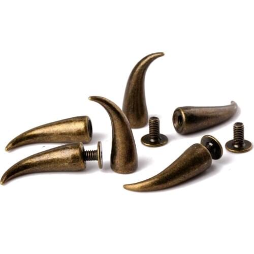 100sets 21mm Bronze Cat Claw Spots Cone Leathercraft Rivet Studs Spike Screwback Bullet Punk Spikes Rivets For Leather