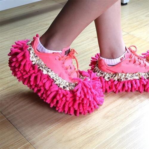 2Pcs Dust Cleaner Grazing Slippers House Bathroom Floor Cleaning Mop Cleaner Slipper Lazy Shoes Cover Microfiber