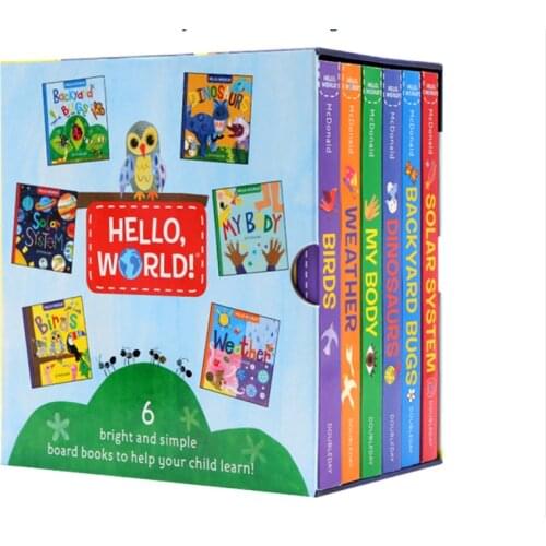 3-6 year 6book/set Hello World Dinosaurs Weathe birds STEM Encyclopedia of Natural Science early education paperboard book