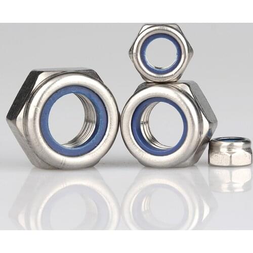 304 Stainless Steel Nylon Lock Nuts Metric Hexagon Threaded Nut M2 M2.5 M3 M4 M5 M6 M8 M10 M12 M14 M16 M18 M20 M24