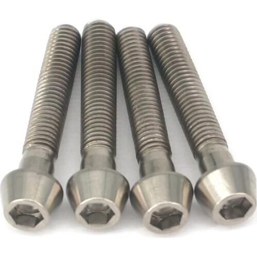 4 PCS M5x30mm Ti GR5 Titanium Allen Taper Cone Hex Head Bolts For Bike Seat Tube
