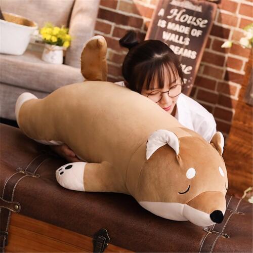 40-100cm Cartoon Lying Plush Stuffed Dog Big Toys Shiba Inu Dog Dolls Lovely Animal Children Birthday Gifts Corgi Plush Pillow