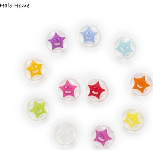50pcs Shank Star Resin Buttons Decor Clothing Home Sewing Scrapbooking Card Making DIY 14mm