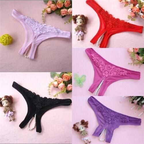 6 Colors 2020 Newly Women Lady Girl Erotic Porn Sexy Lace Thong Mesh Pearl Massage Lady Sexy Temptation Pants