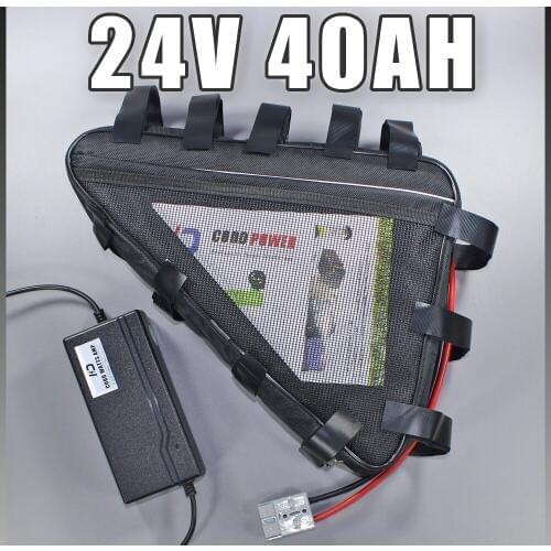24v ebike lithium ion battery pack 24V 40AH Triangle electric bike battery Free EU US customs taxes
