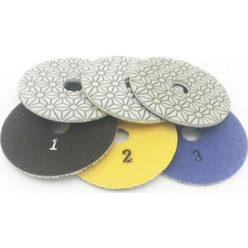 4 Inch 100mm Diamond Wet/Dry Polishing Pads 3 STEP Set Quartz Granite Glass Marble Ceramic yellowstone microcrystalline