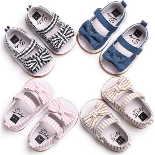 Butterfly Girls Fashion Baby Shoes Sweet Stripe bowknot summer Infant first walkers soft bottom toddler shoes