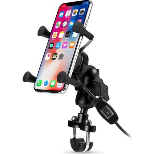 Motorcycle Phone QC3.0 USB Qi Fast Charging Wireless Charger 9-30v Bracket Holder 360 Rotation Motorcycle Bicycle Handlebar