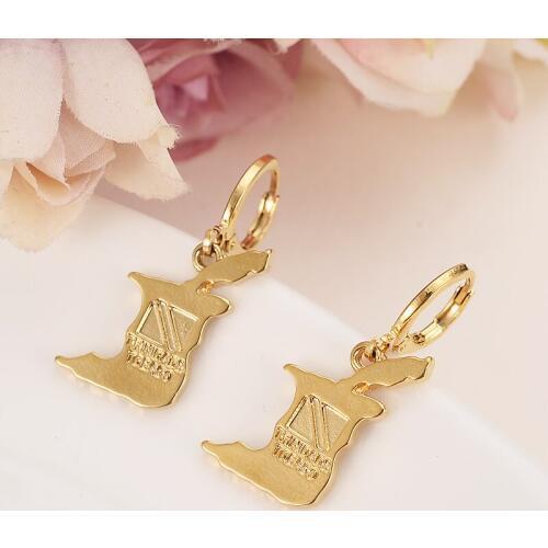 British Solomon Islands Ten Cents Coin Sea Spirit Ngoreru Gold Color & Brass,Arab/Africa drop earrings women girl gift