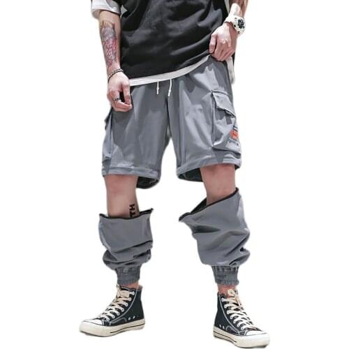 2021 Spring Summer Men Ankle-Length Cargo Pant Leg Detachable Trousers Fashion Chic Casual Loose Thin Pant