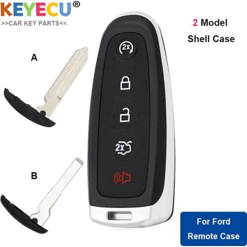 KEYECU Smart Remote Car Key Shell Case Cover for Ford Explorer Edge Escape Flex Taurus, Fob 5 Buttons With Uncut Insert Blade