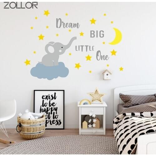 Zollor Cartoon Elephant DIY Wall Sticker Home Children Room Bedroom Background Decorative Wallpaper Lovely Nursery Mural Decal