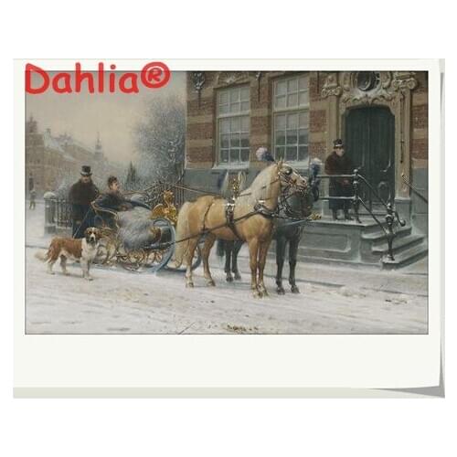 Royal Sleigh Tour Snowy days Arts Needlework Embroidery DIY Cross Stitch Kits Crafts 14CT Unprinted Home Decor Handmade