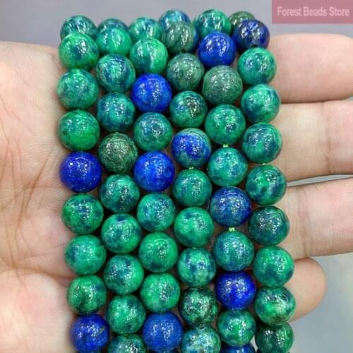 Chrysocolla Azurite Natural Stone Round Beads DIY Bracelet Necklace Accessories for Jewelry Making 15" Strand 4 6 8 10 12 14MM