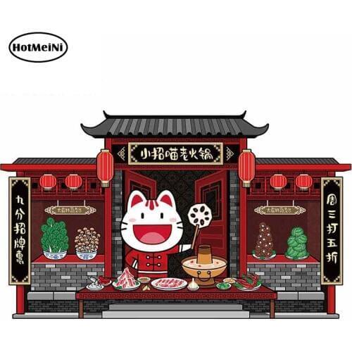 HotMeiNi 13cm x 8cm For Lucky Cat Old Hot Pot Graffiti Sticker Vinyl Car Wrap Personality Creative Stickers Body For Car